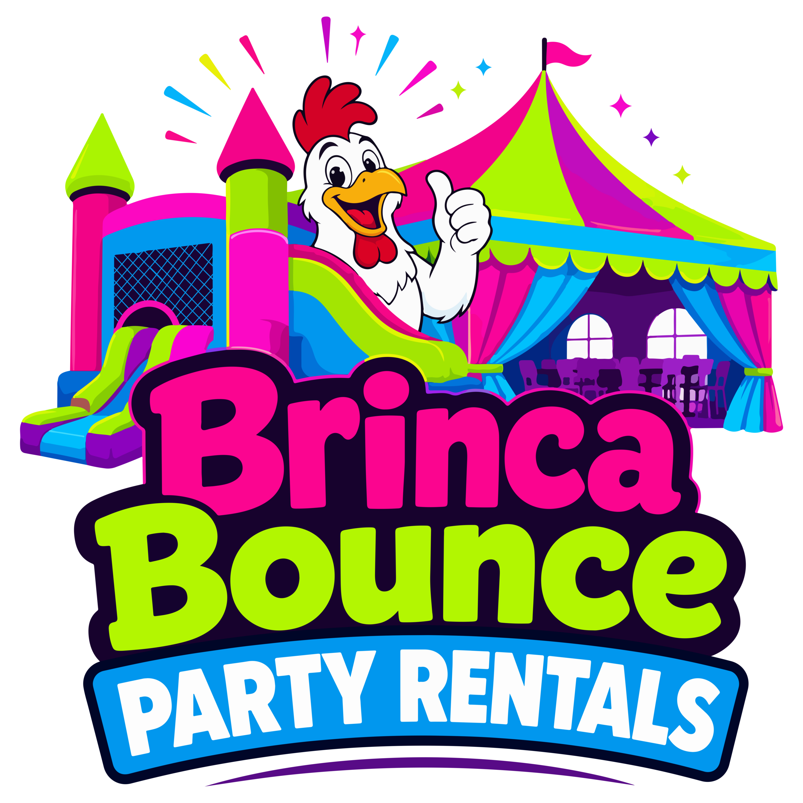 Brinca Bounce Party Rentals with chicken mascot