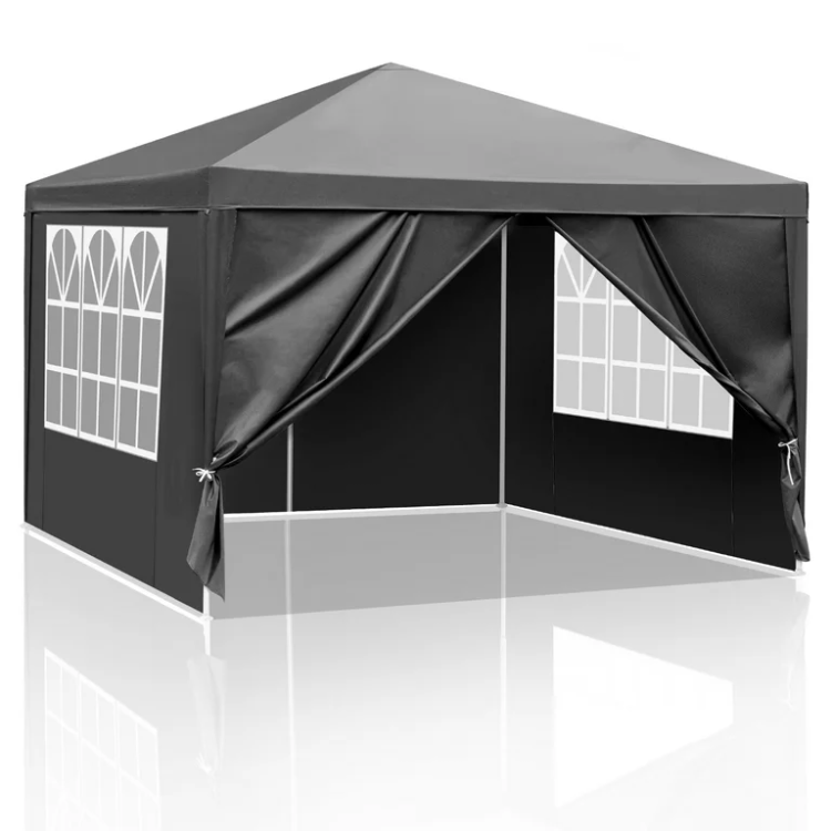 10x10 Black Popup Tent with Sidewalls