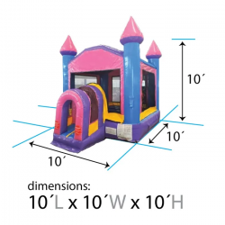 inflatable bounce house pink compact dimensions 1 1718745489 Compact Bounce House Pink and Purple